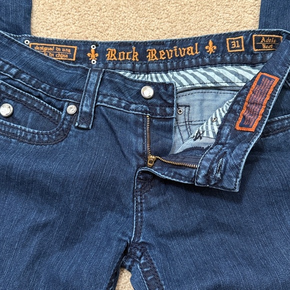 Rock Revival Adele Bootcut Mid Rise Embellished Dark Wash Stretch Jeans Size 31 - Picture 6 of 9